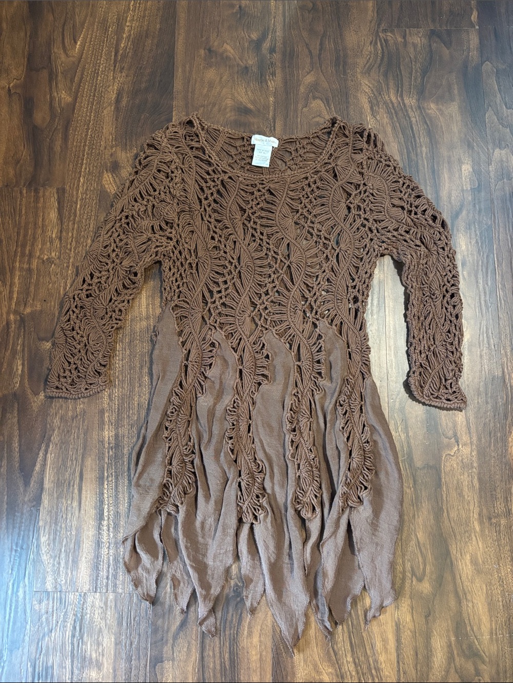 Monroe & Main Brown Crochet Dress/Top 100% Cotton